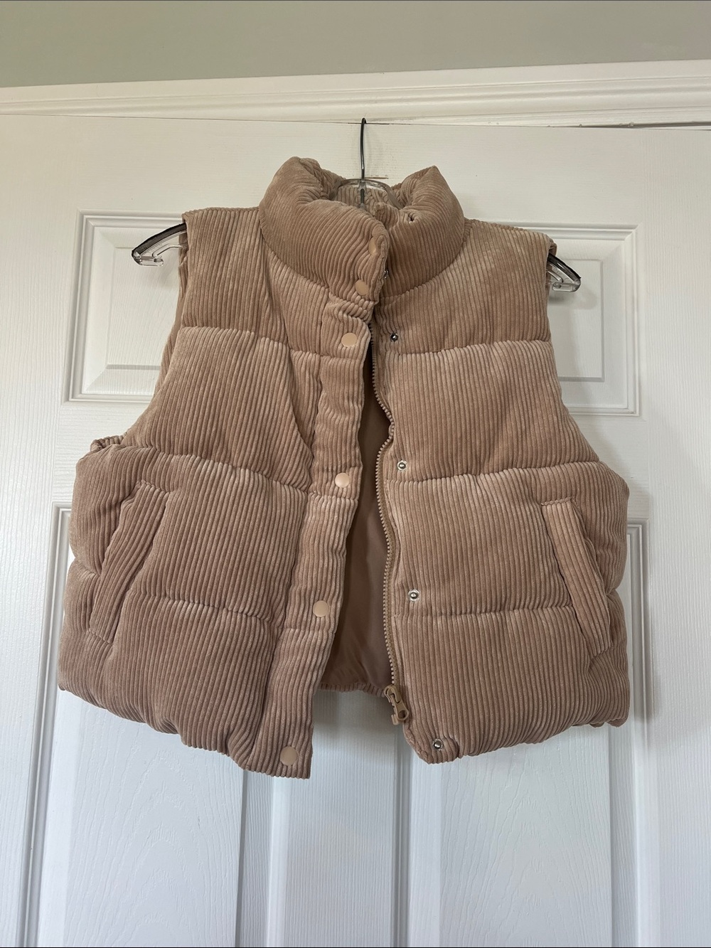 Love Tree Beige Corduroy Puffer Vest